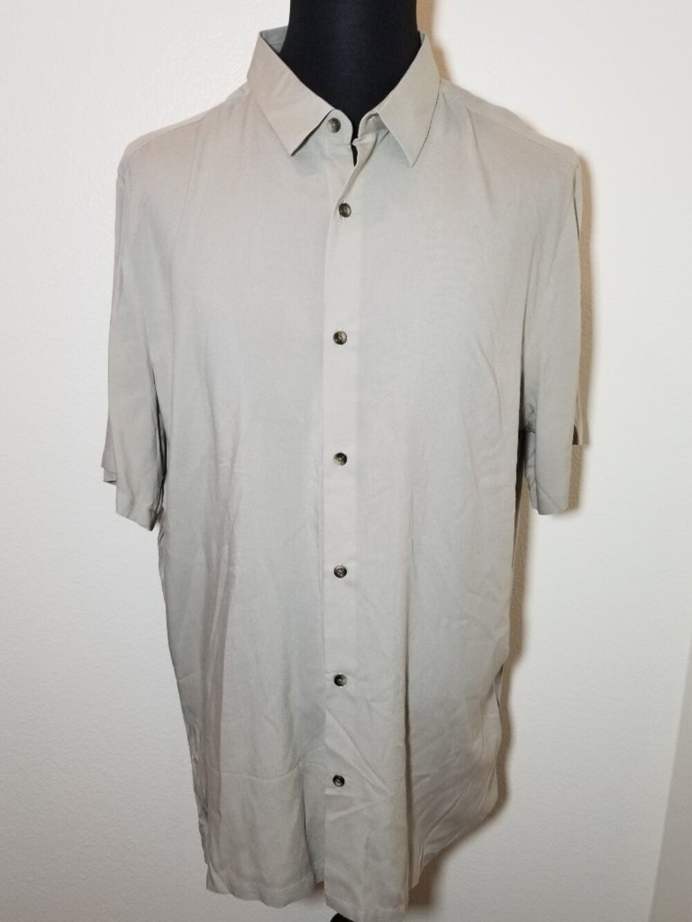 ASOS Mens 2XL Long Tall Tan Short Sleeve Button Up Shirt City Retro Street NWOT